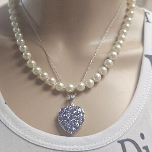 Crystal Heart Sterling Pendant Necklace